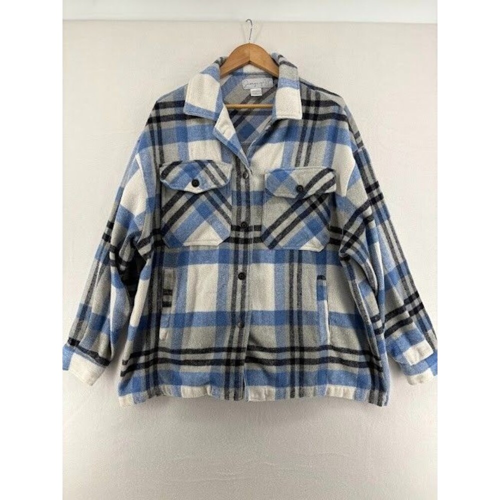 Women's Plus Size‎ Shacket Size 3X Savage Art Blue Plaid